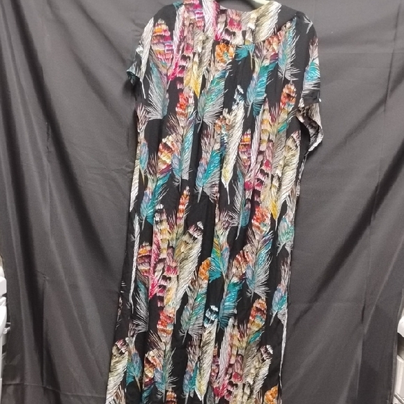 Multicolor Feather Print Maxi Dress - Picture 5 of 8